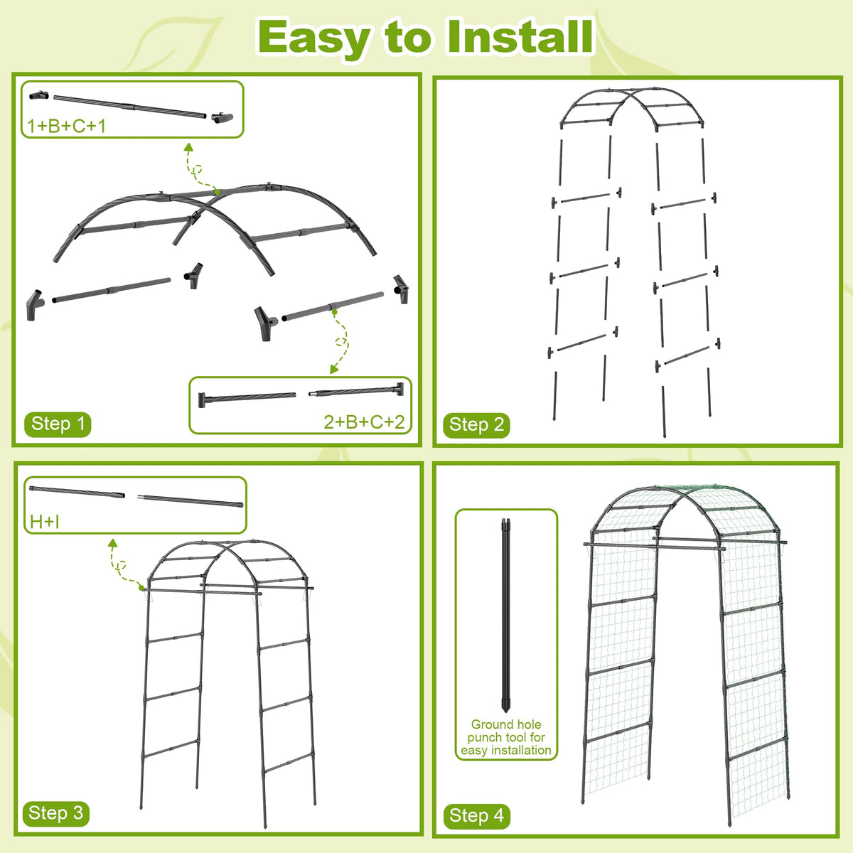Miory Garden Arch Trellis for Climbing Plants Outdoor, 7ft Tall Plants Support Trellis for Climbing