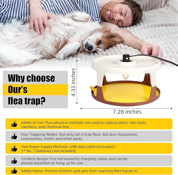 4 Pack Flea Traps for Inside Your Home, Flea Light Trap for Indoor Flying Insect Control Trapper