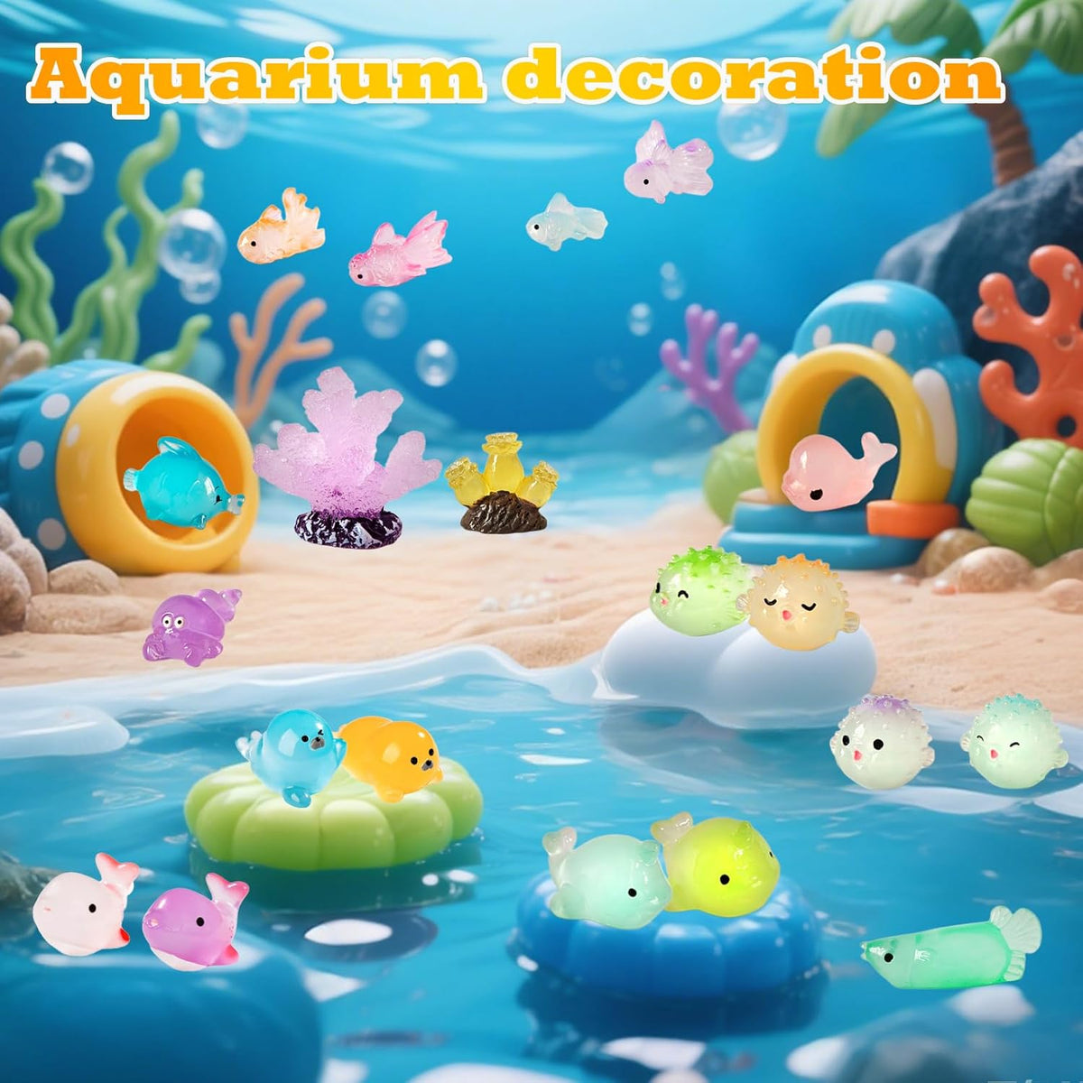 Luminous Mini Resin Ocean Animals Tiny Resin Sea Animal Tiny Turtle Octopus Dolphin Shark Miniature