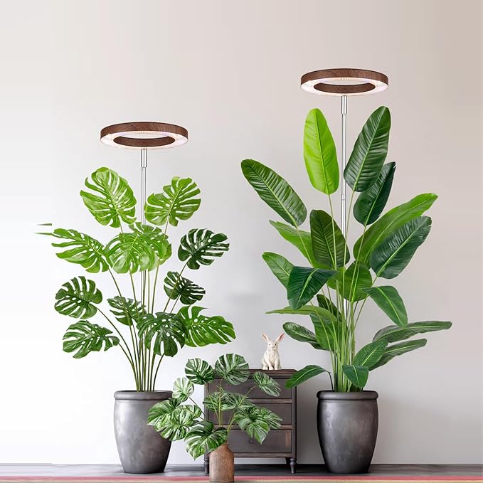 yadoker Plant Grow Light, LED Growing Light Full Spectrum for Indoor Plants,Aluminum Walnut Wood