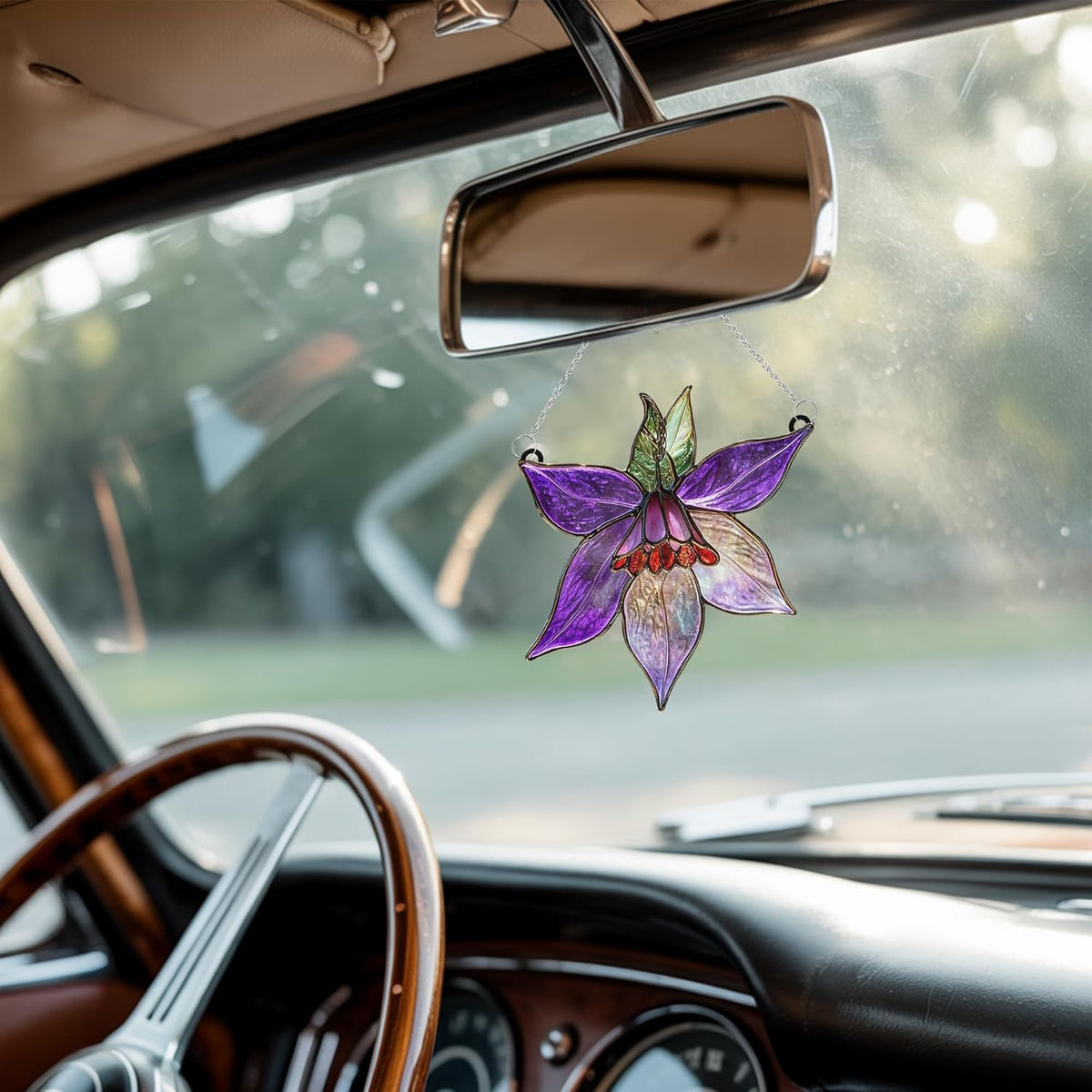 Clematis Flower Acrylic Suncatcher Stained Glass Effect Window Car Hanging Christmas Ornament