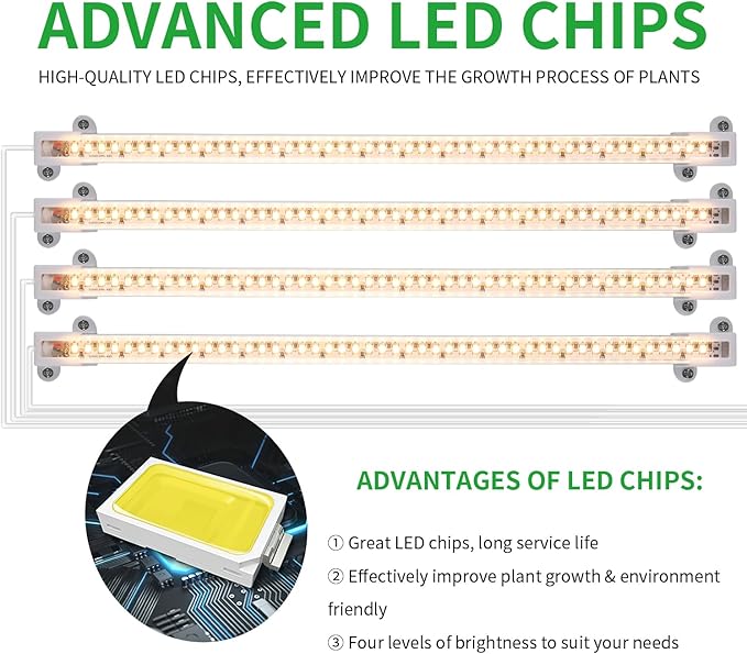 LED Plant Growing lamp, 3000K Full Spectrum Grow Light Strips for Indoor Plants with 3/9/12H Timer