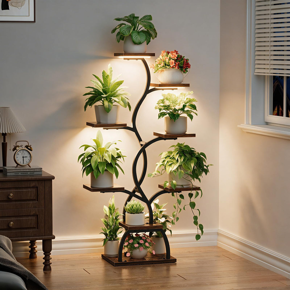 Plant Stand Indoor with Grow Light - 8 Tiered Corner Plant Shelf Indoor