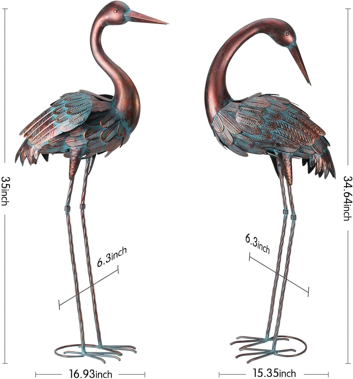 chisheen Crane Garden Statues Outdoor Yard Decorations Metal Heron Yard Art Bird Sculpture Decor