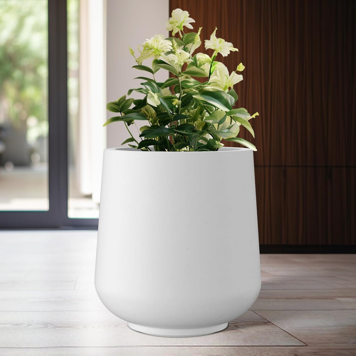 Kante 11.6" Dia Round Concrete Planter, Outdoor Indoor Large Plant Pots Containers with Drainage