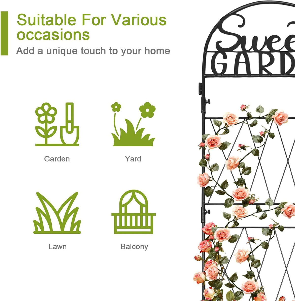 hogardeck 1PC Metal Garden Trellis 45 * 35 inch for Climbing Plants Flowers Outdoor,Heavy