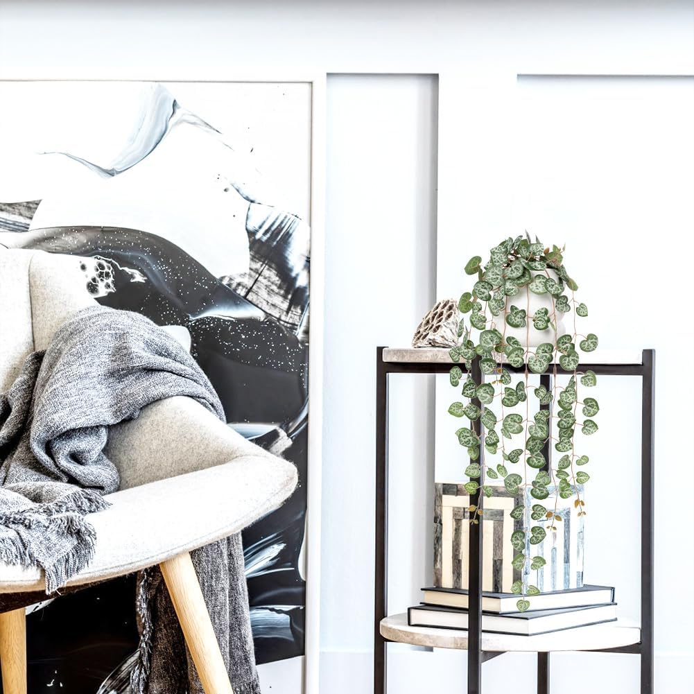 Briful Artificial Plants Indoor Fake Hanging Plants with Bubble Pot Faux Potted Greenery Silk