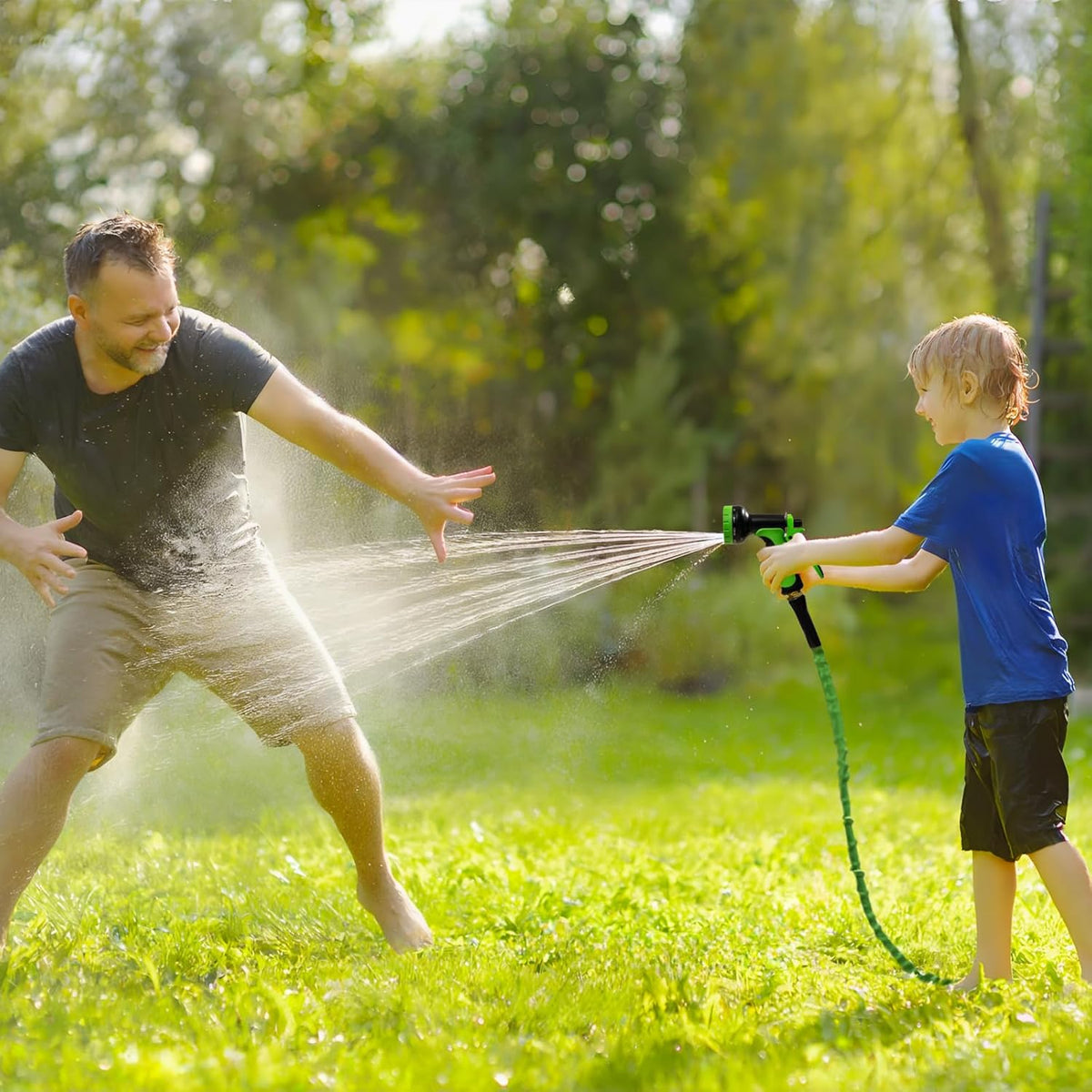Garden Hose 25 FT,Non-Expanding,10 Functional Nozzles,Garden Hose Anti-Kink,Heavy Duty Flexible
