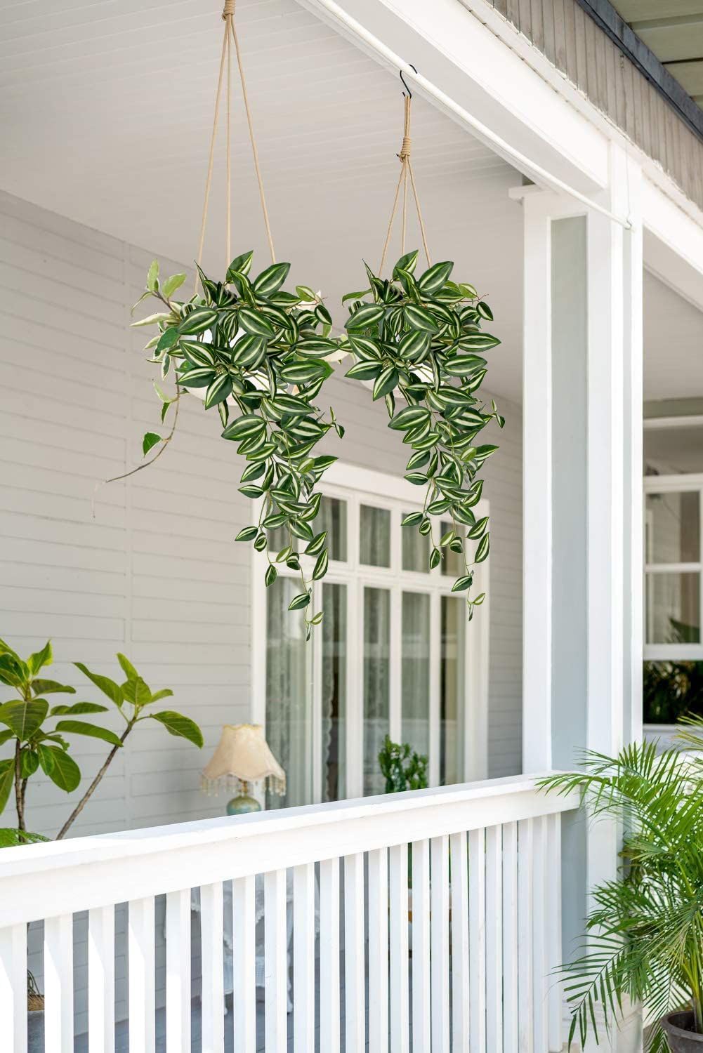 DILATATA Fake Hanging Plants Artificial Hanging Plants 26" Faux Wandering Jew Hanging Leaves Plants