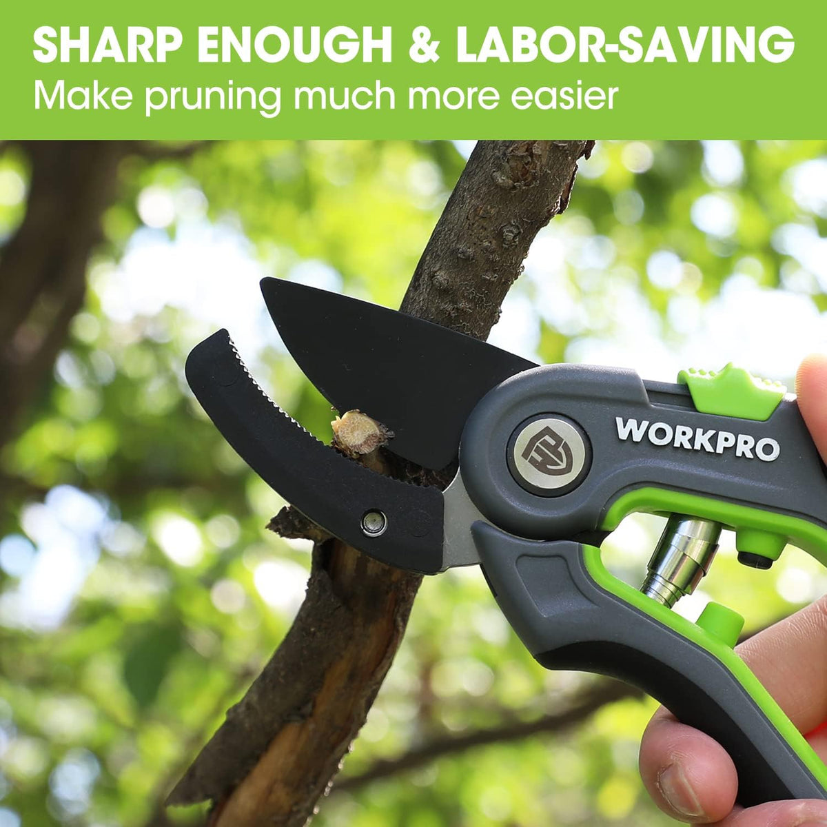 WORKPRO Anvil Pruning Shears, 8’’ Professional Gardening Hand Pruner with SK5 Steel Sharp Blades