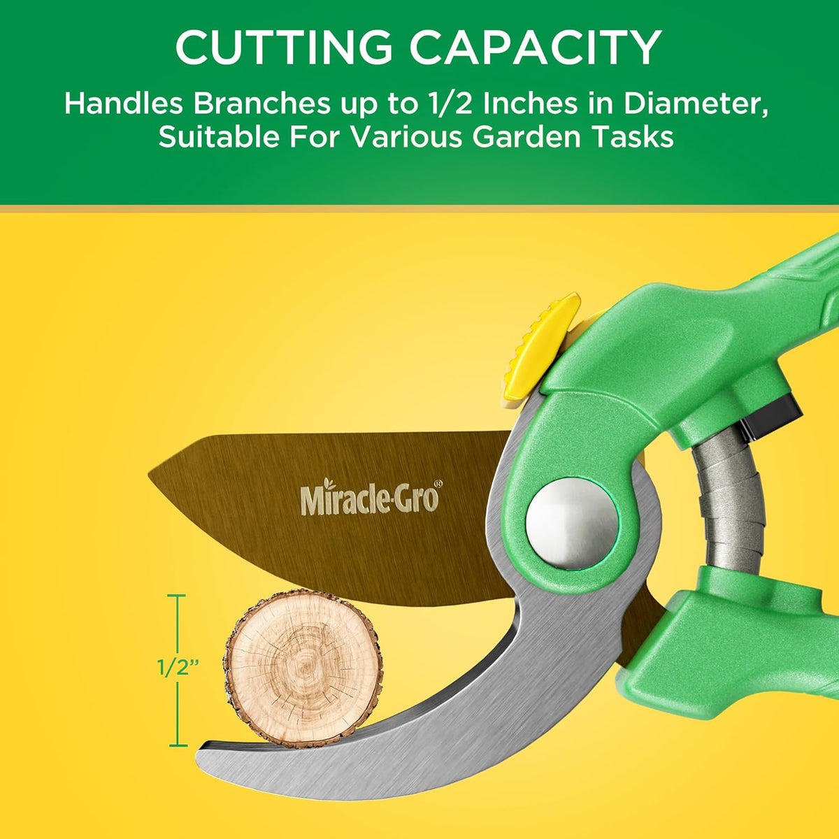 Miracle-Gro 8 in. Bypass Pruning Shears – 1/2 in. Cutting Capacity; Gardening Hand Pruner with