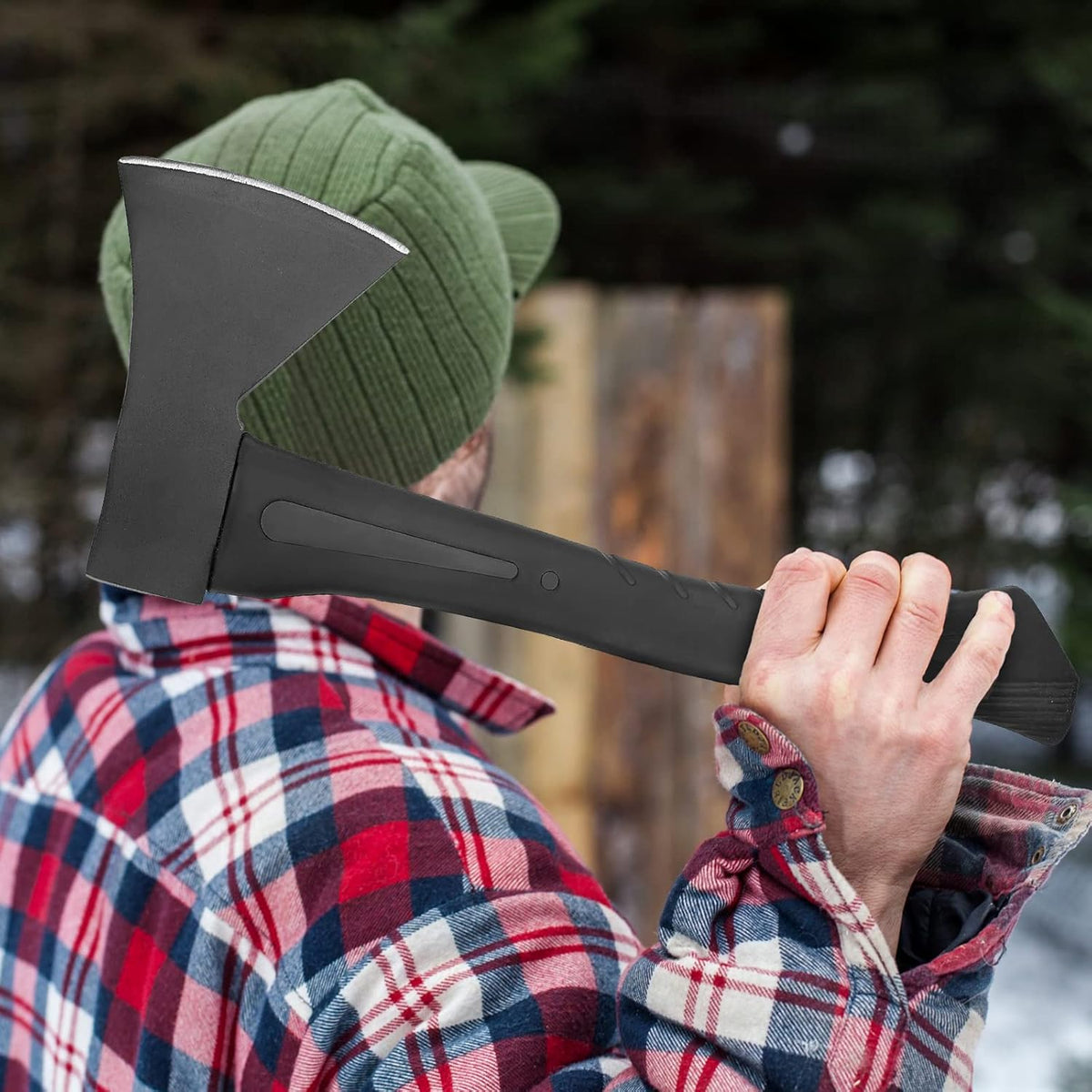 Camping Hatchet, 14" Camping Axe Throwing Axe for Outdoor Wood Splitting and Kindling, Forged