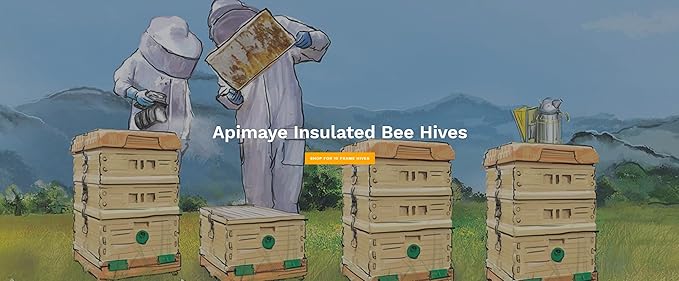 Apimaye Insulated 7 Frame Langstroth Nucleus Assembled Bee Hive Set (Tan Hive wih No Frames)