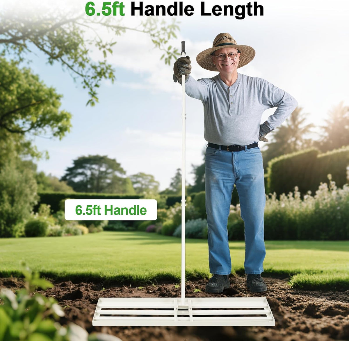 48"x12" Lawn Leveling Rake Heavy-Duty Galvanized Steel Lawn Leveler with an Adjustable 78'' Extra