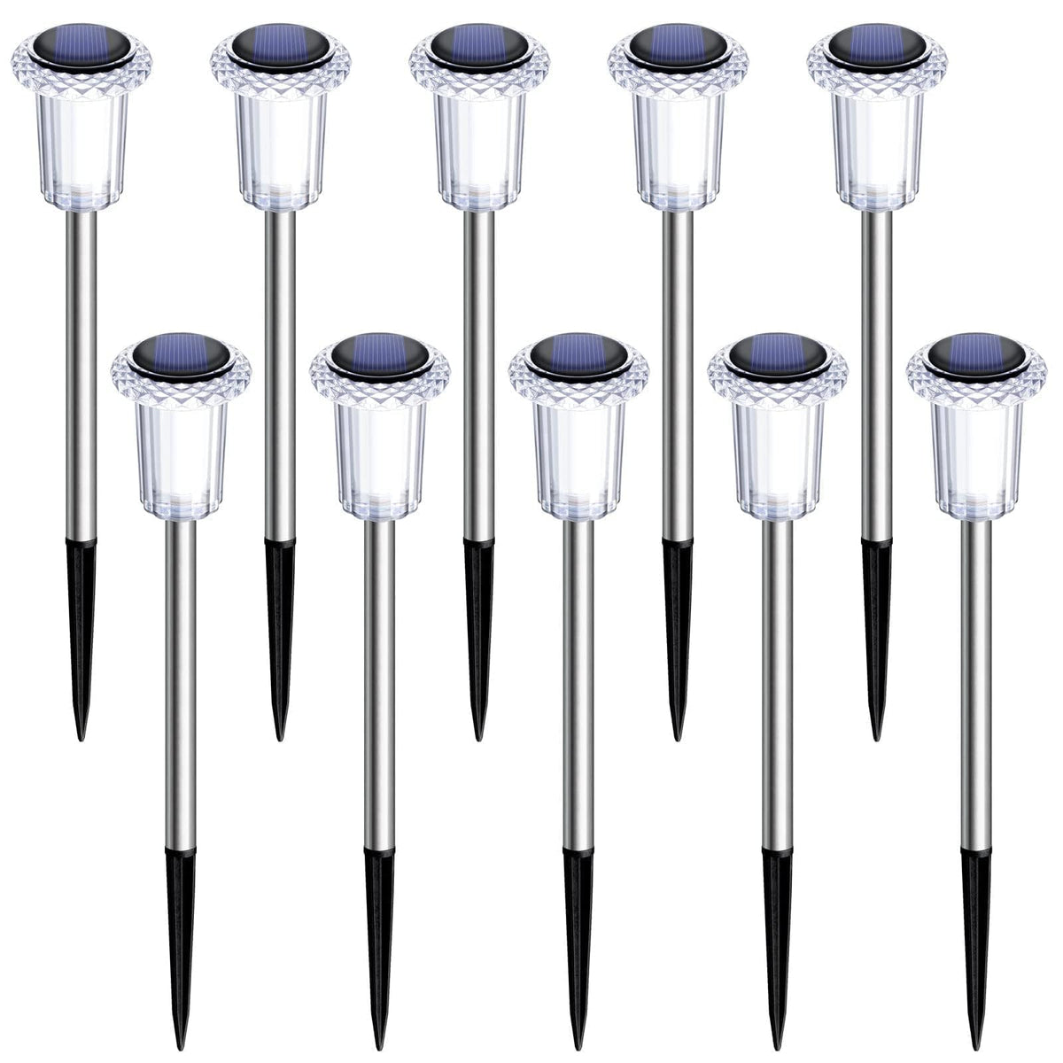 DenicMic Solar Lights Outdoor Waterproof 10 Pack Pathway Lights Cool White