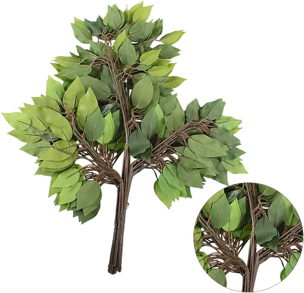 GTIDEA 12 Pcs Ficus Tree Leaves Branches Artificial Greenery Stems Silk Green Leaves Plants for