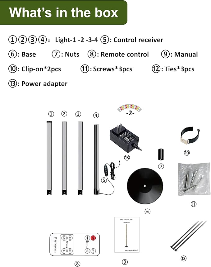 Plant Grow Lights Indoor – 64.5'' Tall Full Spectrum Plant Growing Lamps with 660nm, 3000K & 6000K