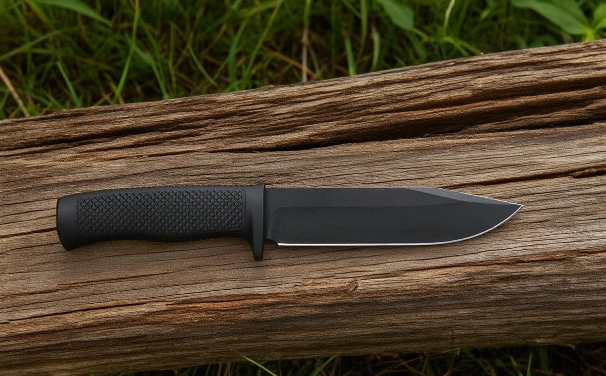 Tactical Fixed Blade Knife, 5.87 inch Blade, 4.65 inch Kray-Ex Handle, Stonewashed 420 Stainless