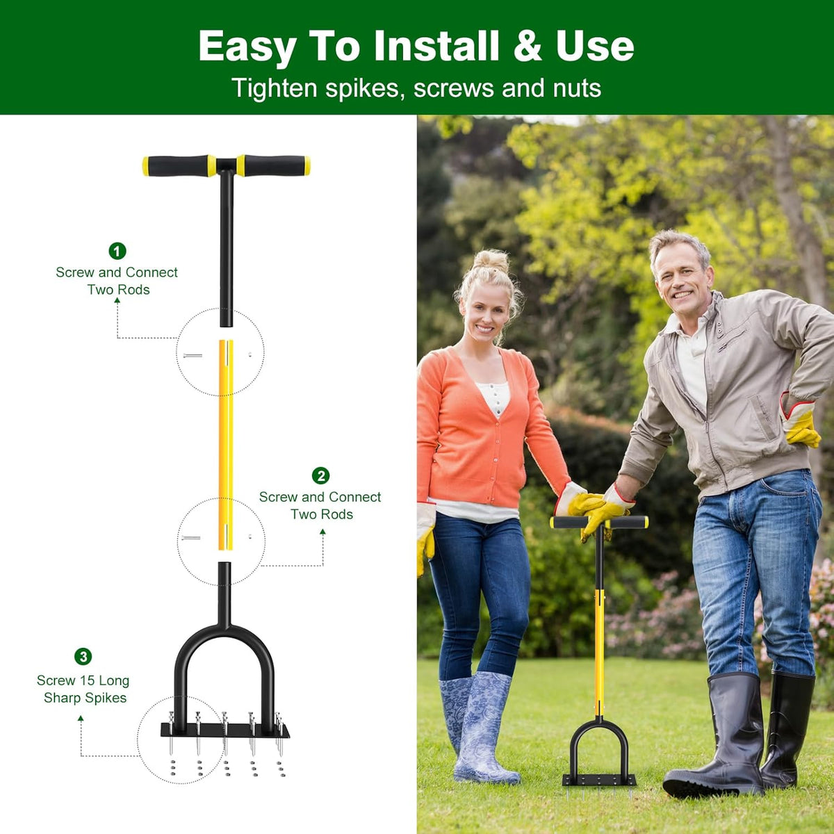 Lawn Aerator Tool - Grass & Soil Aerator for Lawn & Yard Care, Durable Manual Lawn Aerator for