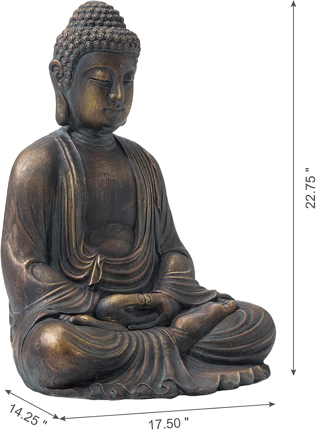 Glitzhome GH20384 22.75" Indoor Outdoor Sitting Meditating Buddha Zen Statue, 22.75 Inch Tall