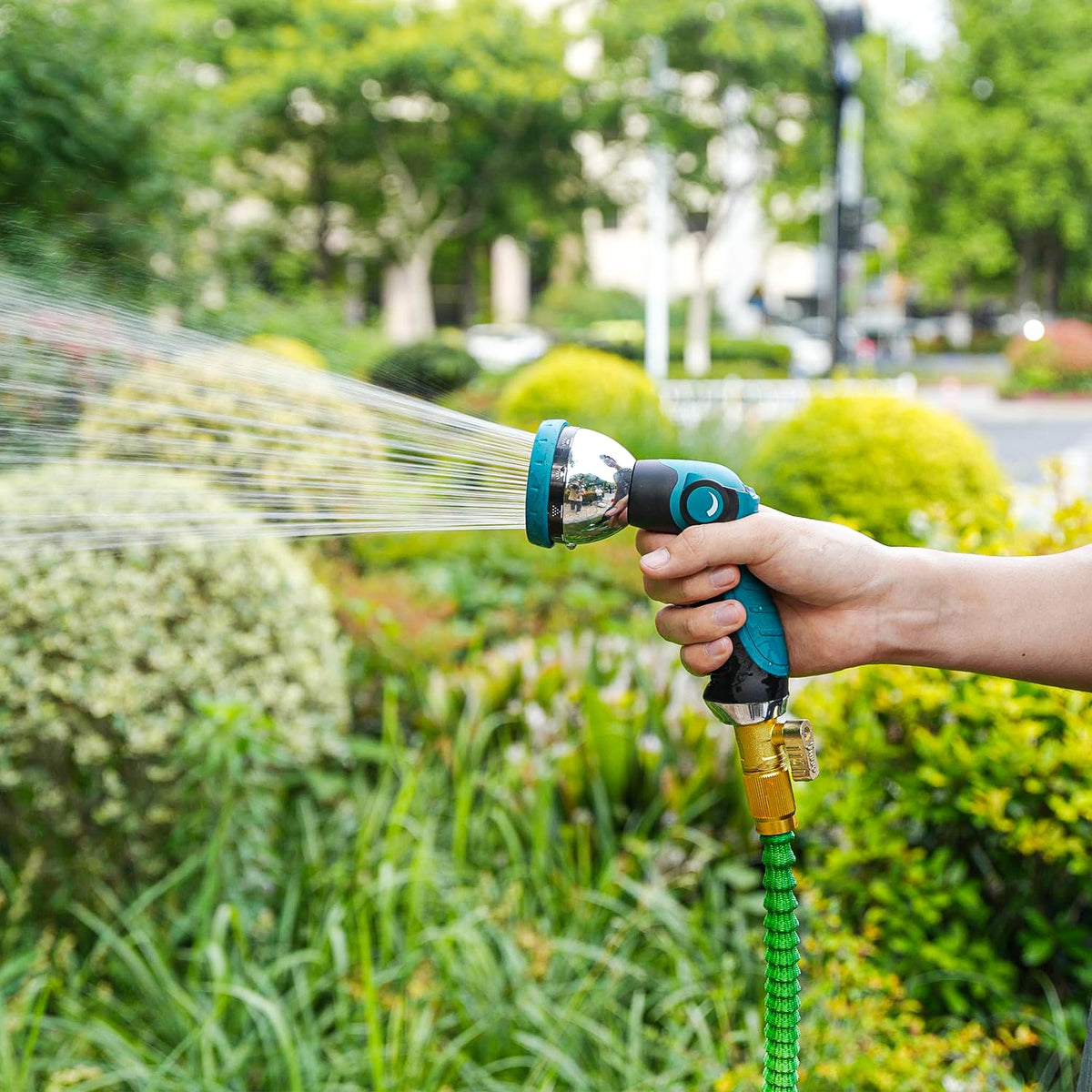 Besiter Garden Hose Nozzle, Hose Sprayer Nozzle with 10 Spray Patterns, Thumb Control On Off Valve