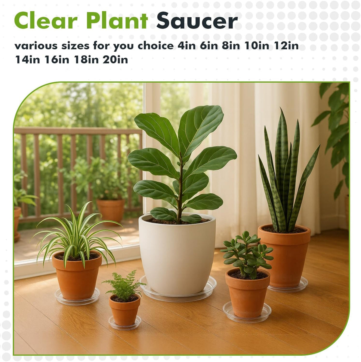 30 Packs 6 Inches Clear Plant Saucers for Indoor Outdoor Use Heavy Duty Plastic Plant Trays for