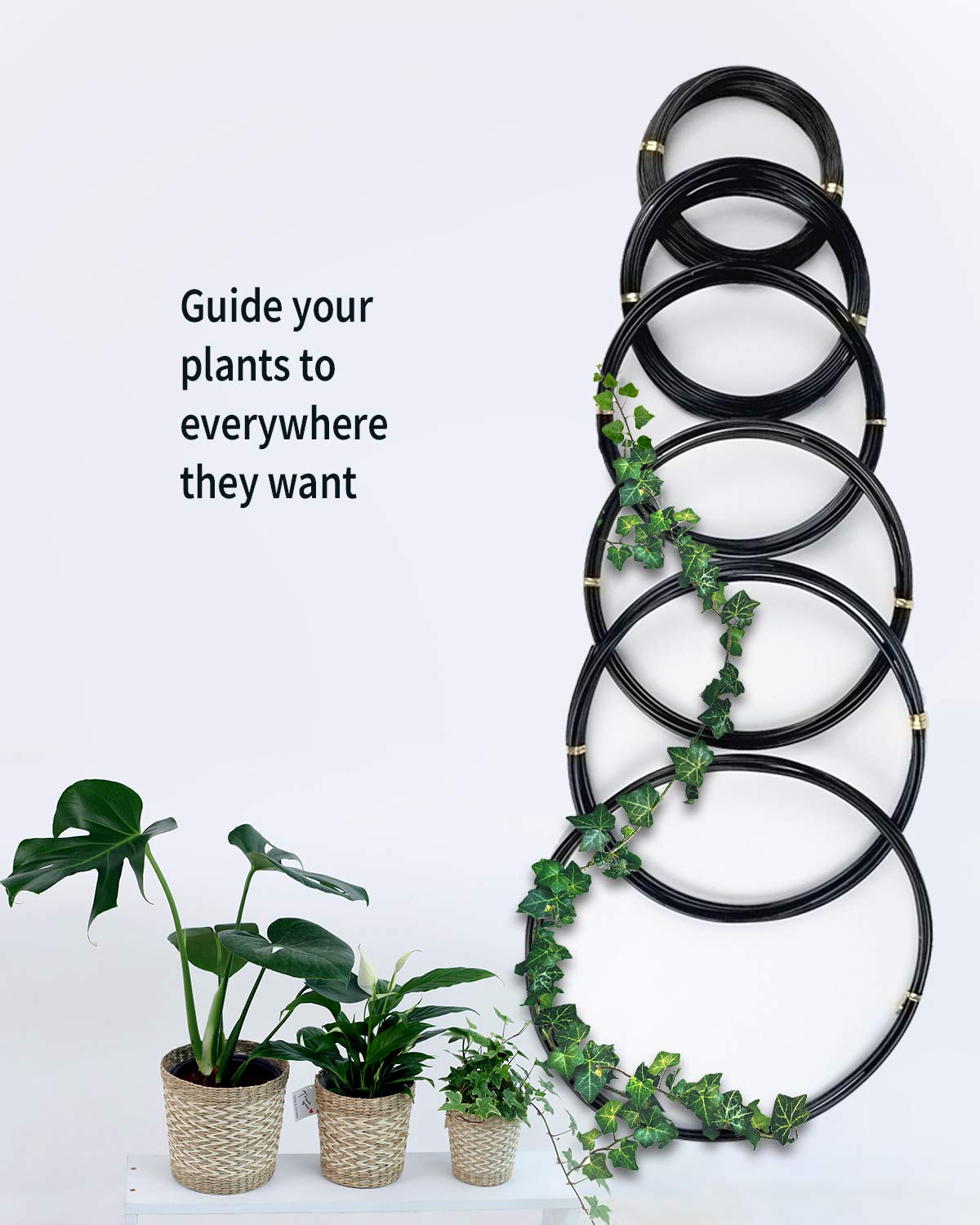 Bonsai Wire, 6 Sizes of 1mm, 1.5mm, 2mm, 2.5mm, 3mm, 4mm Black Aluminum Wire, Total 152 Feet Bonsai