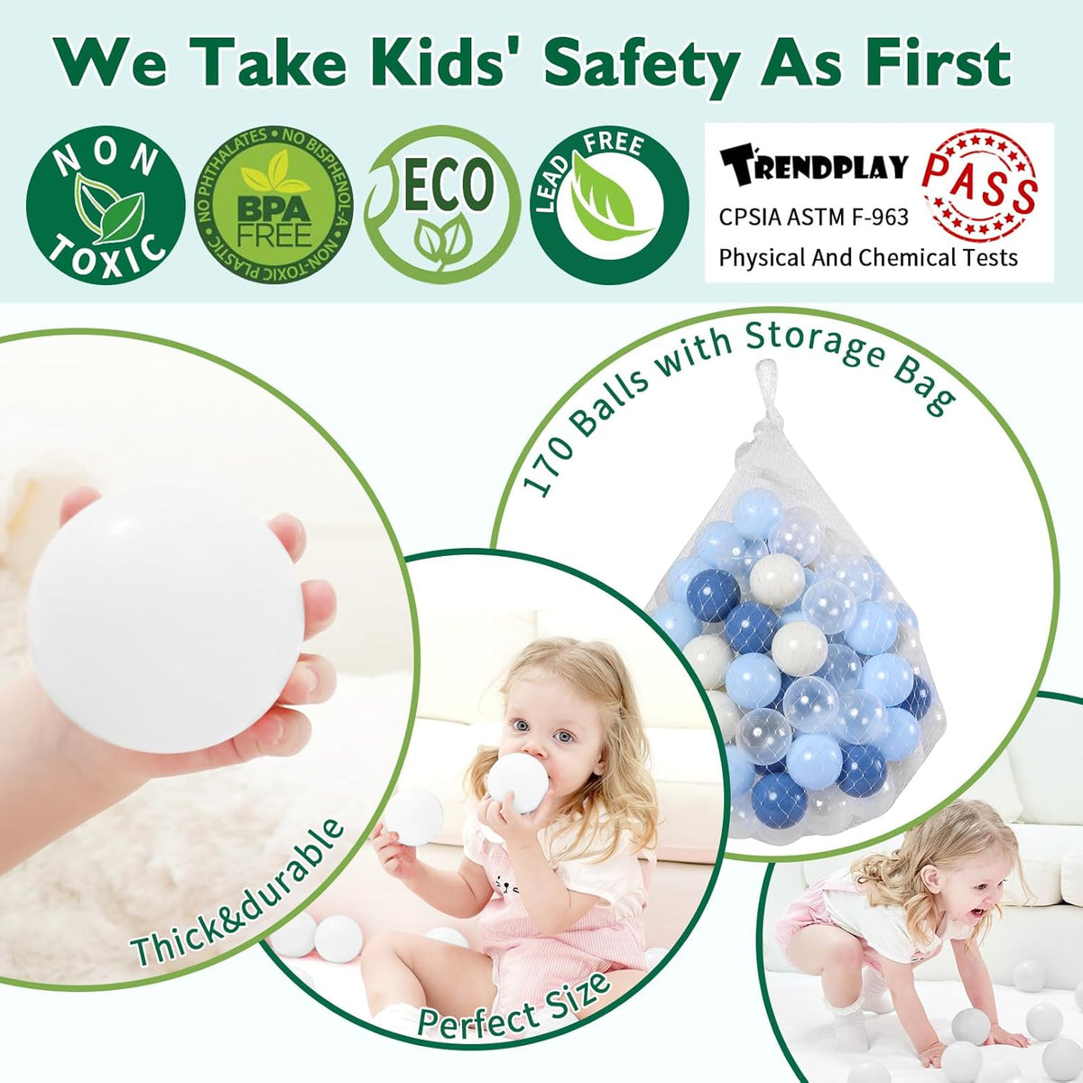 TRENDPLAY Plastic Balls for Ball Pits - Hollow Balls- Safe and Exciting Playtime - Perfect for Baby