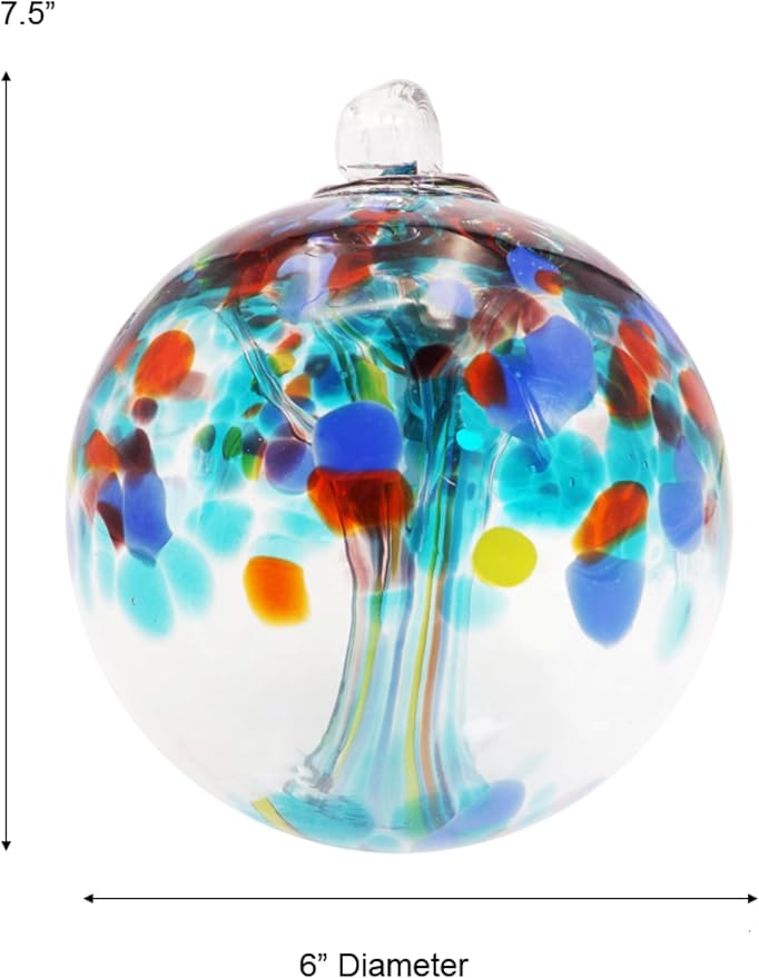 Dale Tiffany Hand Blown Glass, 6" Diameter Devotion, Tree of Life Collection, Witch Globe Hanging
