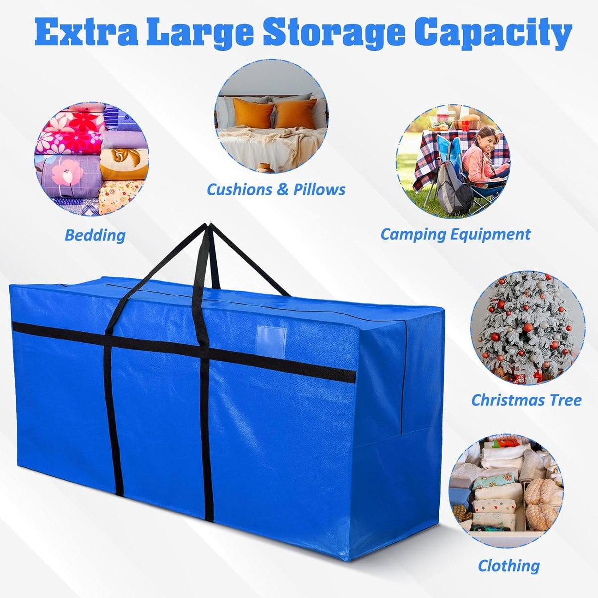 4 Pcs 176 Gallon Large Moving Bags with Zipper and Handles Foldable Storage Duffle Bags Heavy Duty