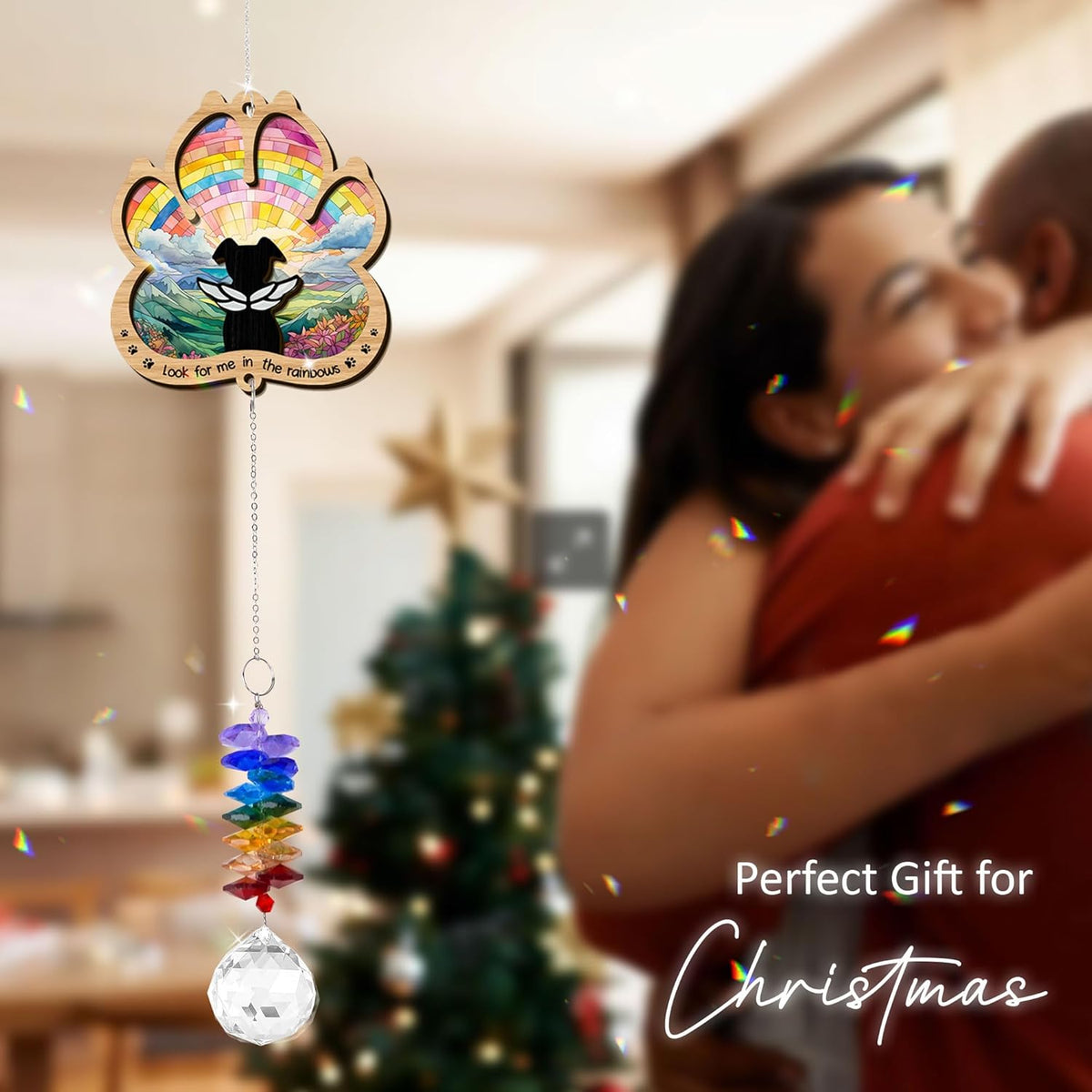 2 Layered Ornament Suncatcher - Rainbow Bridge - Christmas Birthday Gifts for Dog Lover - Dogs
