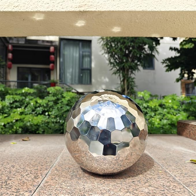 304 Stainless Steel Gazing Ball Sculptures Diamond Decoration Mirror Hollow Metal Ball Ornament