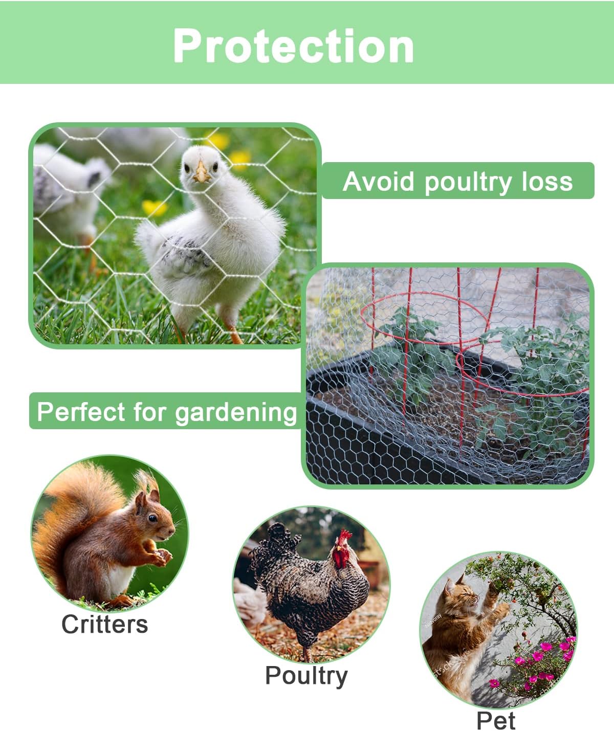 Garden Poultry Green Chicken Wire - 16.5 '' × 236 '' Chicken Wire Floral for Crafts, Garden Fence