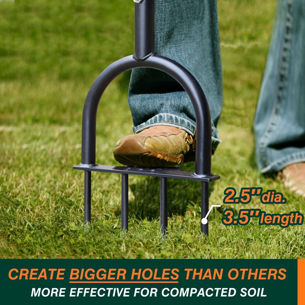 Colwelt Lawn Aerator Tool 38inch, Heavy Duty Grass Spike Aerator for Compacted Soil Aeration