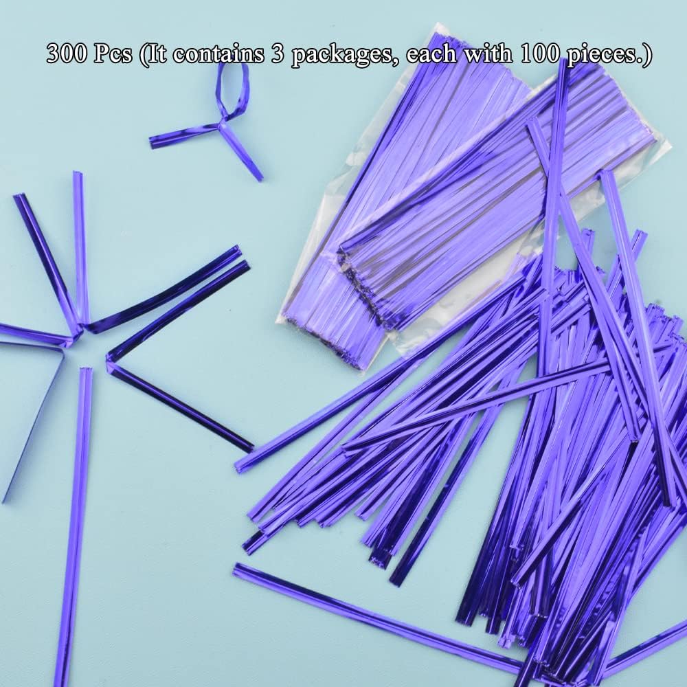HAHIYO 300Pcs 4 inches Blue Metal Twist Ties Bread Candy Coffee Bag Ties Plant Garden Twist Ties