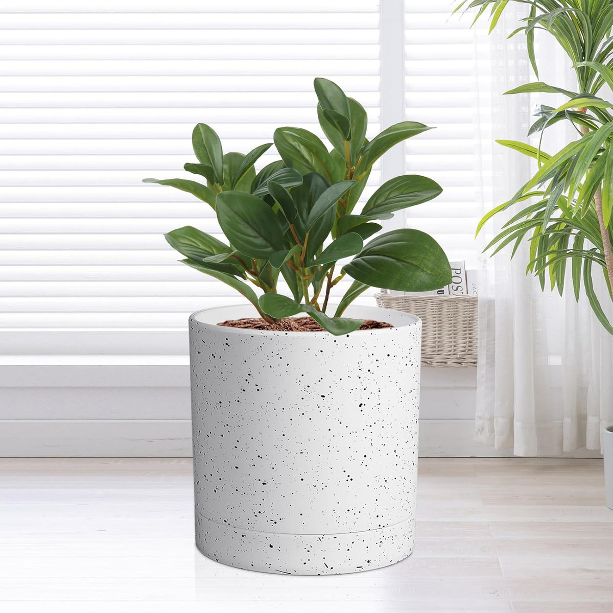 7/6.5/6/5/4 inch Plant Pots, 5 Pack Cylinder Flower Pots for Small Indoor Outdoor Plants, Plastic