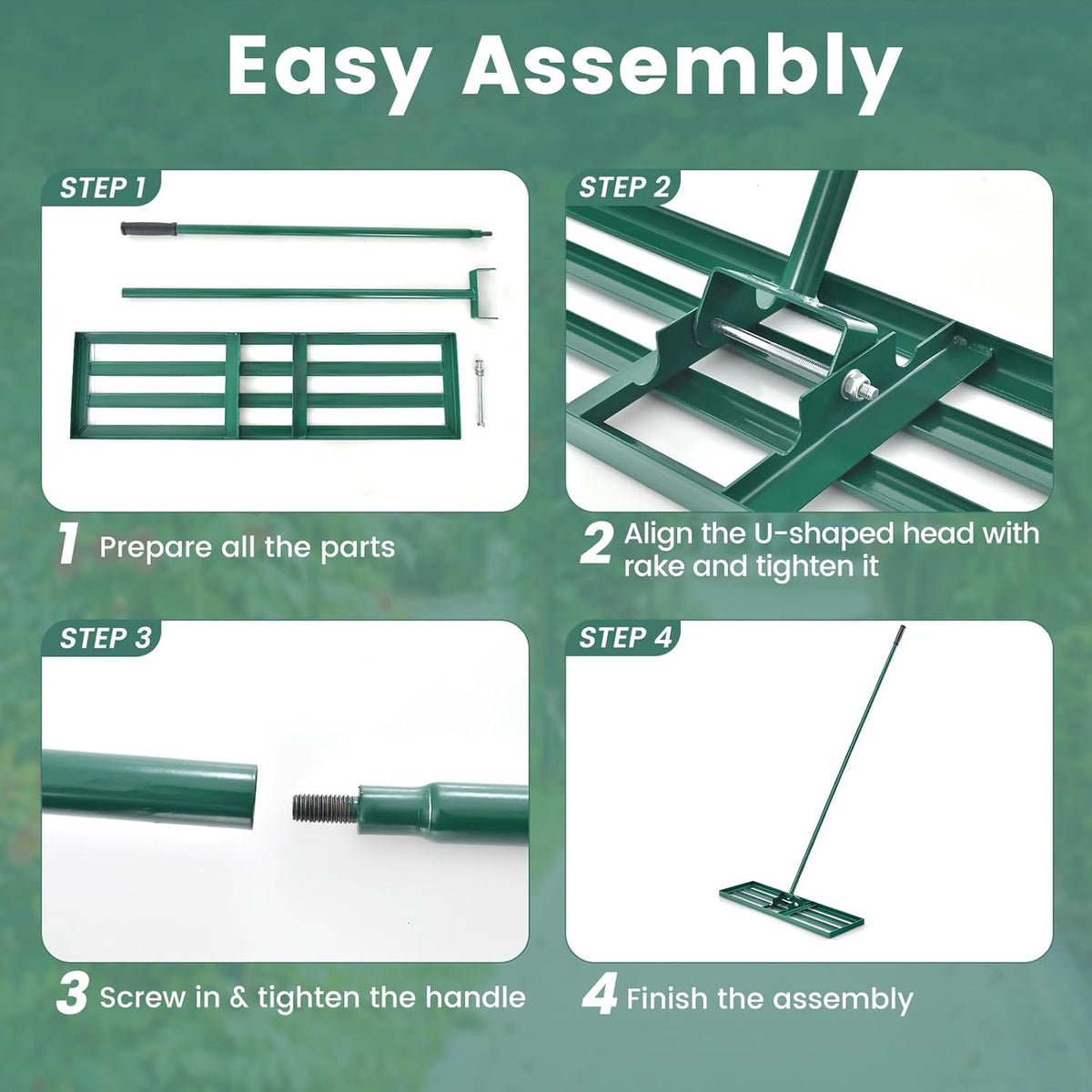 Goplus Lawn Leveling Rake, 42" x 10" Heavy Duty Level Lawn Tool w/ Ergonomic Handle for Soil