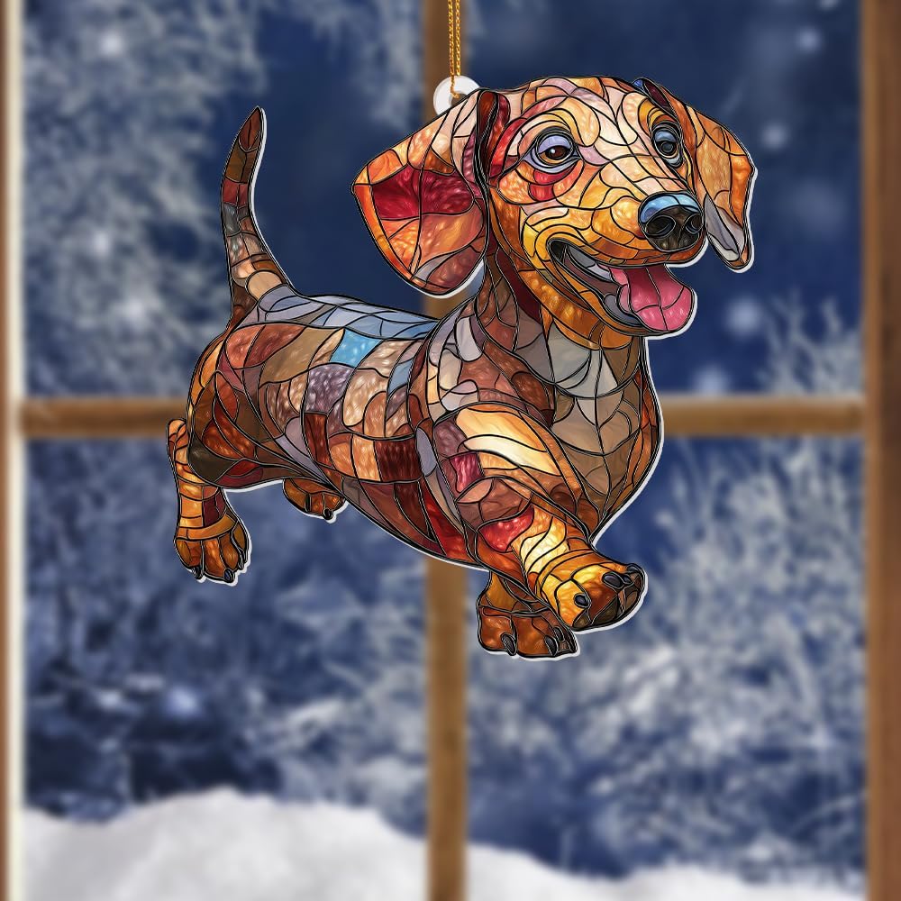 Acrylic Dog Christmas Ornament 2025 – Dachshund Gift for Lovers, Pet Memorial Keepsake, Cute Puppy