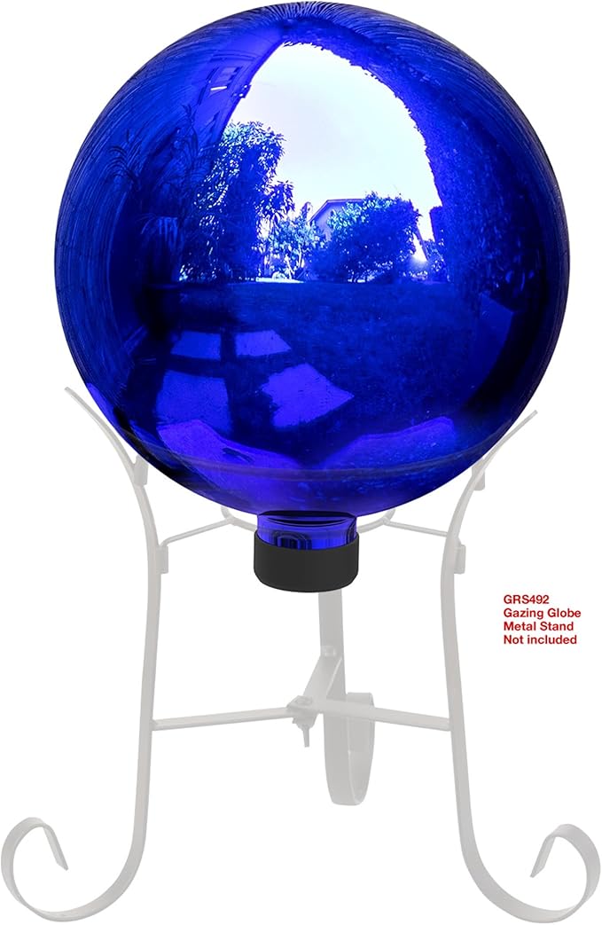 Alpine Corporation | 10" Indoor/Outdoor Glass Gazing Globe — Festive Garden & Yard Décor Accent — Blue