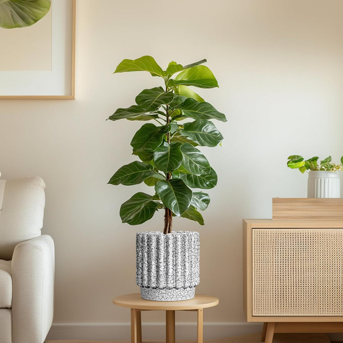 Ceramic Pots for Plants - 7.6 Inch Ceramic Planter with Drainage Hole, Round Flower Pots for Indoor