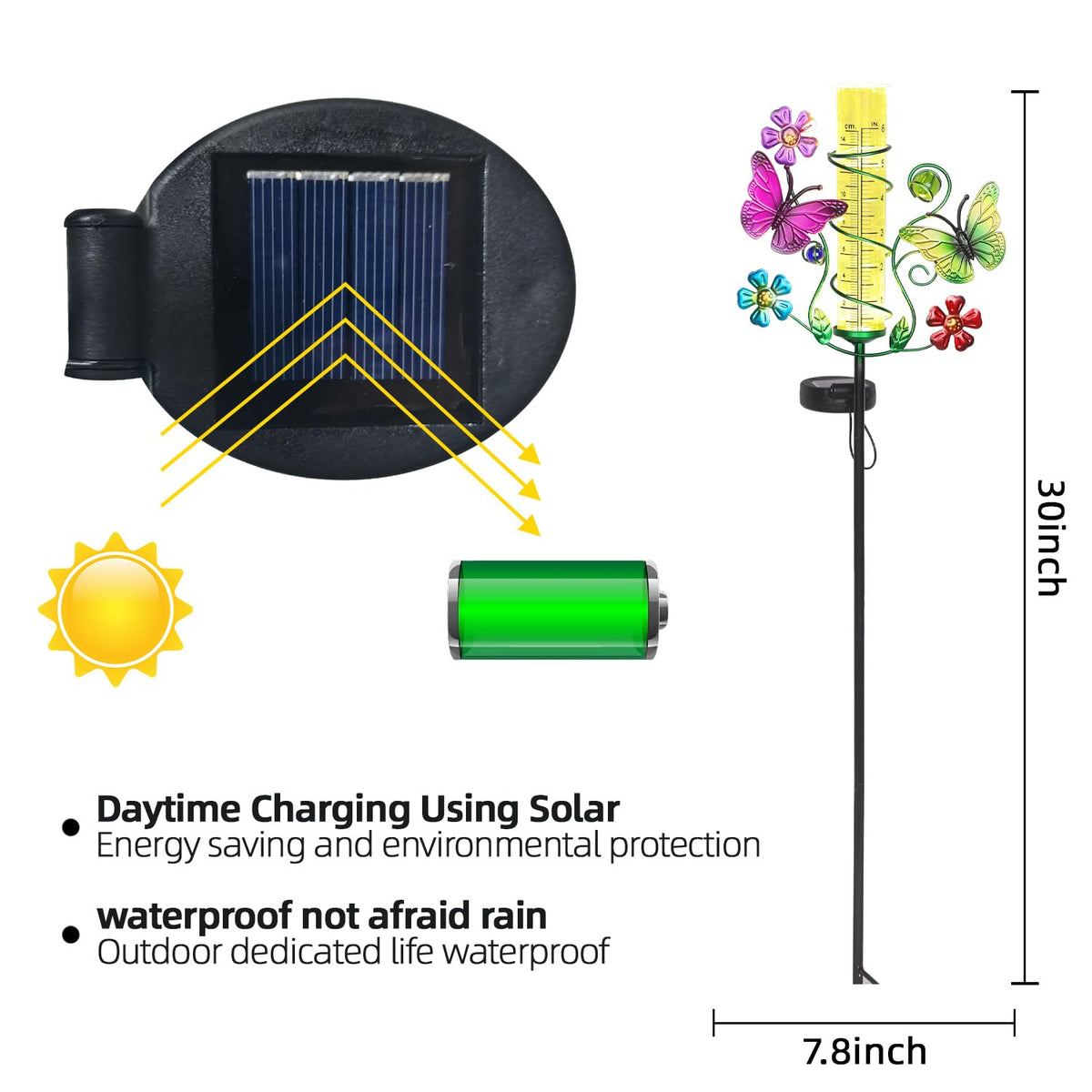 YHSOLAR Butterfly Rain Gauge with 6 Inch Plastic Tube