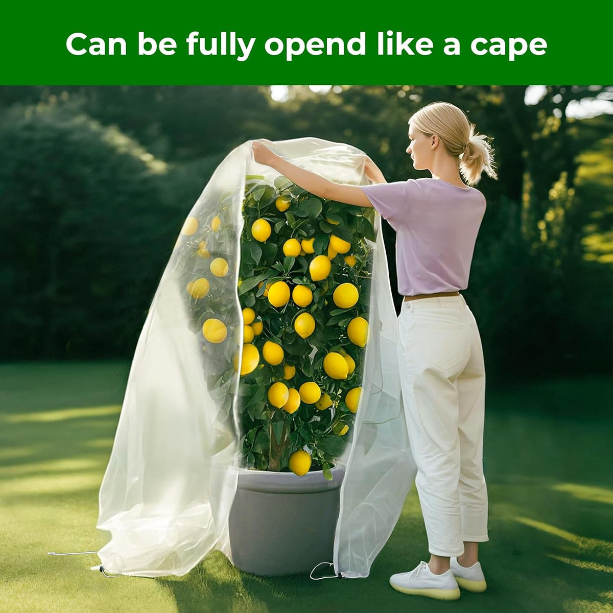 Fruit Tree Netting with Zipper & Drawstring - 4'x6' Garden Plant Net Pest Barrier 0.16 oz/ft to