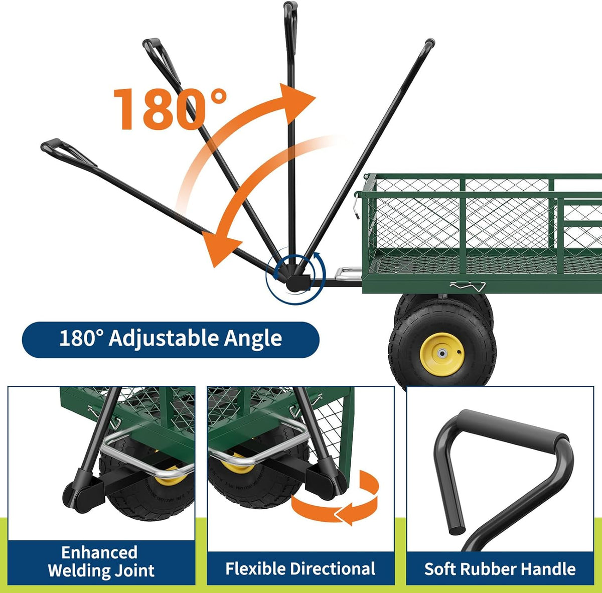 GarveeLife 900 LBS Garden Dump Cart with Removable Sidewalls, Heavy Duty Steel Dump Wagon with 180°