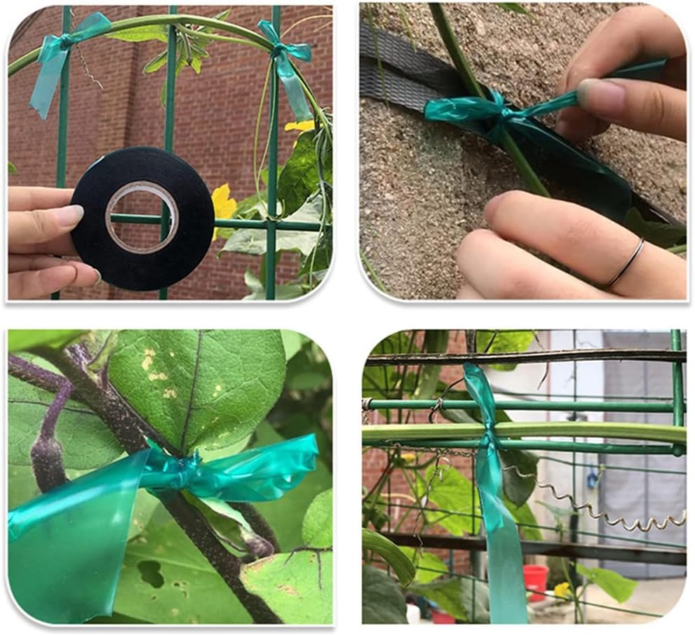 24 Rolls 150 Feet Stretch Tie Tape 0.5 Inch Garden Tie Tape Thick Plant Ribbon Garden Green Vinyl