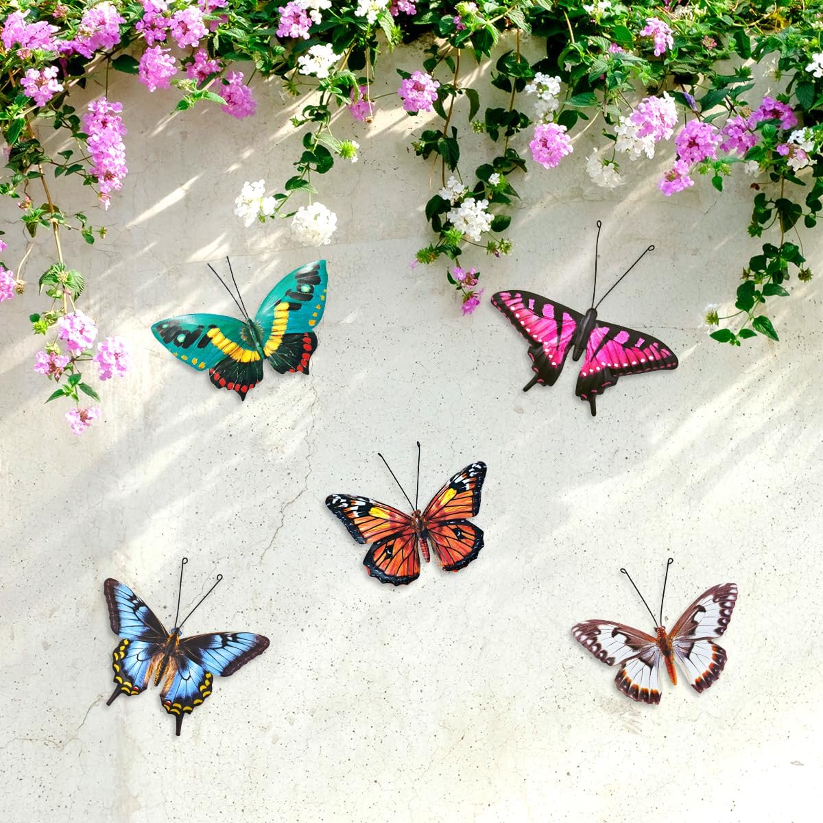 Metal Butterfly Wall Decor - 5 Pack Lifelike Butterflies Wall Art Sculpture Hanging Decorations for
