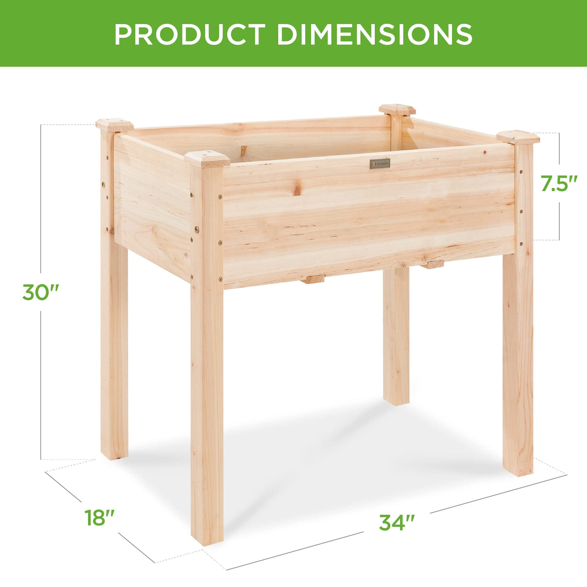 Best Choice Products 34x18x30in Raised Garden Bed, Elevated Wood Planter Box Stand for Kids