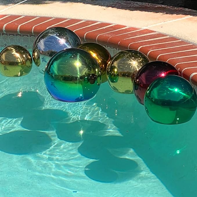 Lily's Home 12 Inch Stainless Steel Gazing Globe Mirror Ball, Colorful and Shiny Addition to Any