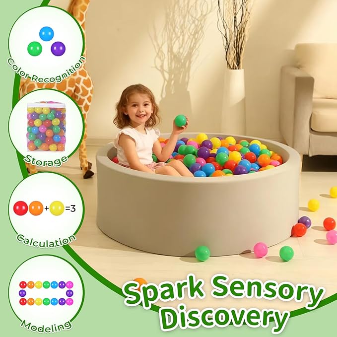 TRENDPLAY Plastic Balls for Ball Pits 2.2 Inch, Pack of 50 100 200 500 Hollow Balls, Perfect for