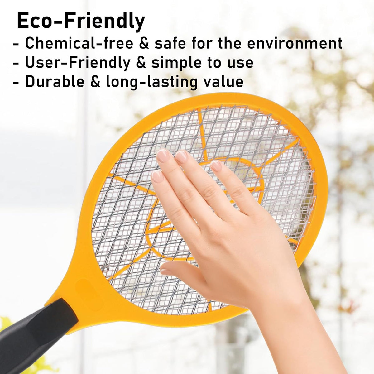 Electric Fly Swatter Handheld Bug Zapper - Indoor Outdoor Zapping Racket for Pest Mosquito & Flies