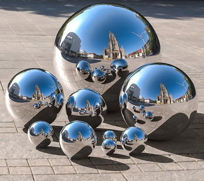Nerien Gazing Ball, 3.9" Stainless Steel Garden Mirror Globe, Polished Ornament Sphere, Hollow